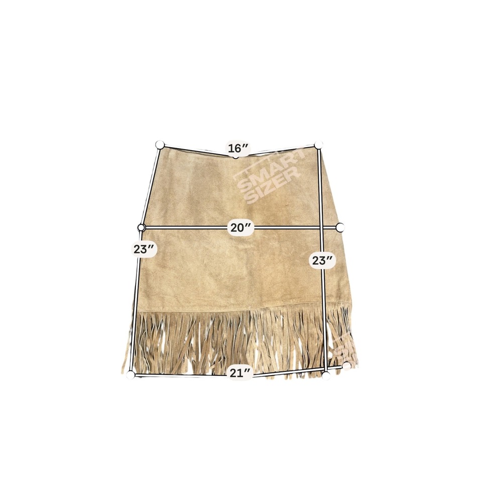 Passport Womens Tan Brown Genuine Suede Leather Fringe Mini Skirt Size 11 - Picture 7 of 7